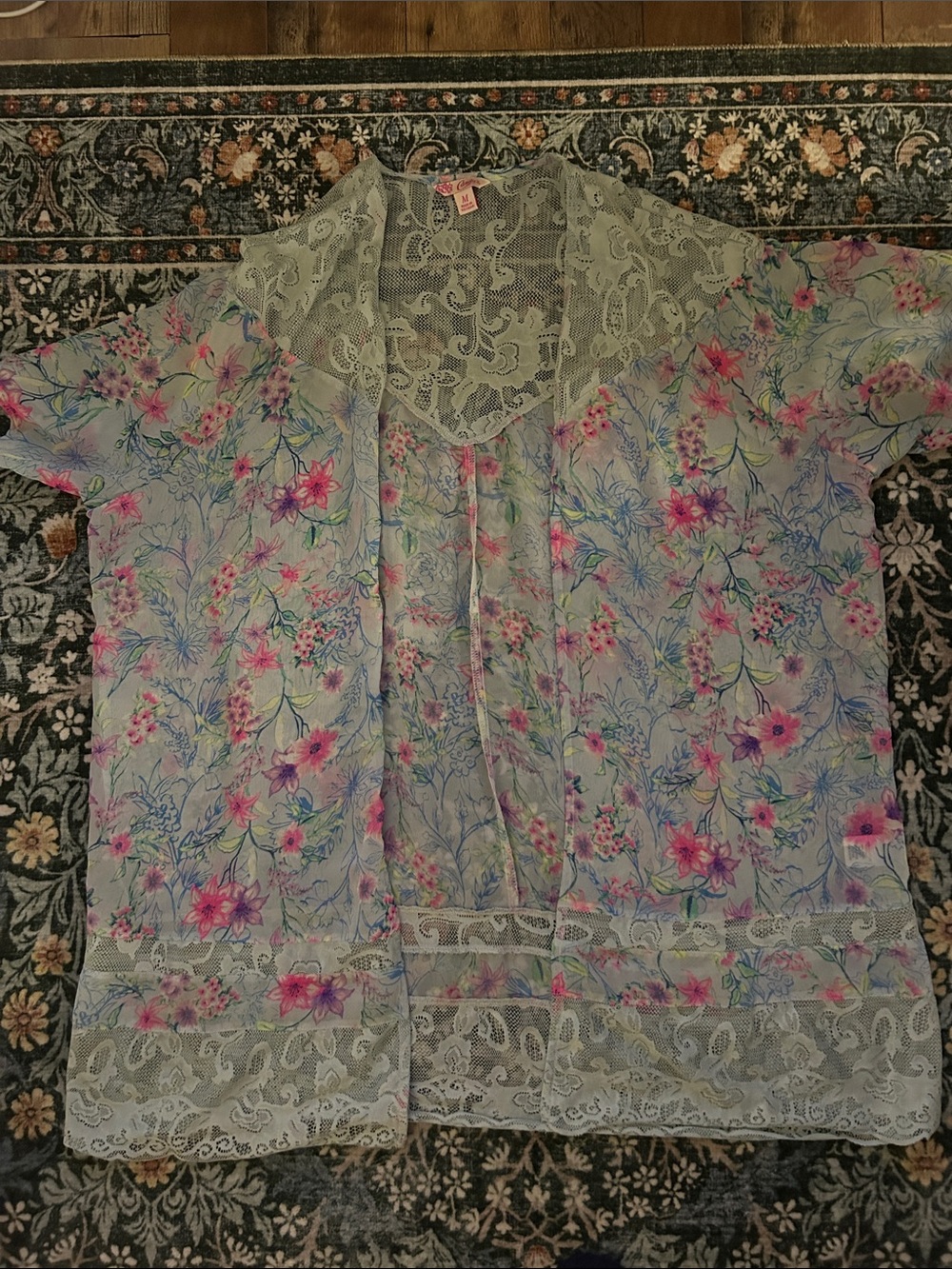 Candies Light Blue Floral Print Kimono